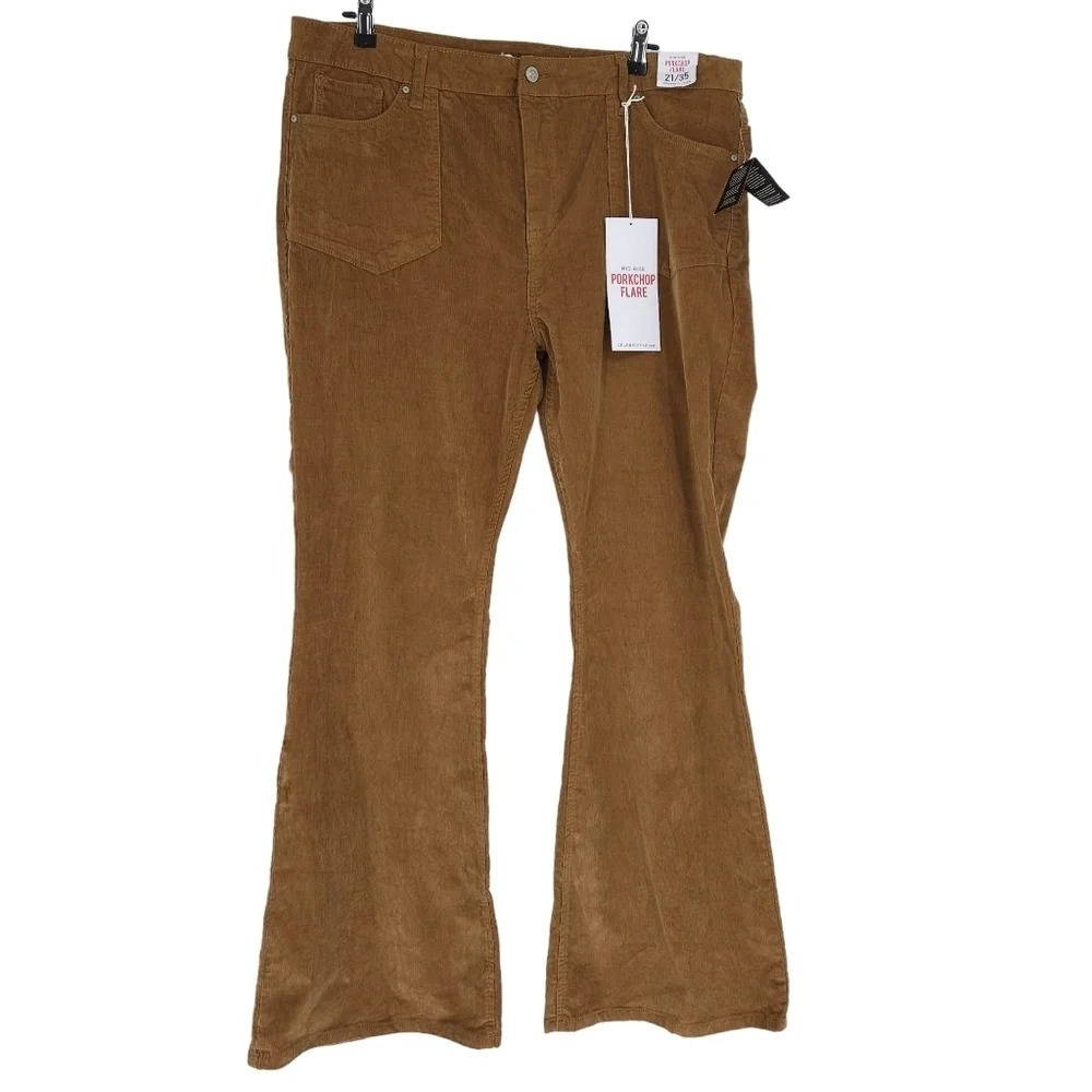 Celebrity Pink Porkchop Flare Corduroy Pants Camel Brown Mid Rise 21 / 35 - Picture 1 of 8